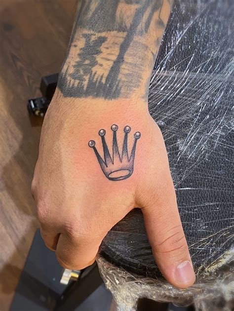 rolex crown tattoo on hand|rolex crown tattoo stencil.